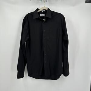 Berlioni Mens‎ Shirt Size M Black Long Sleeve Classic Fit Dressy Mod Minimalist